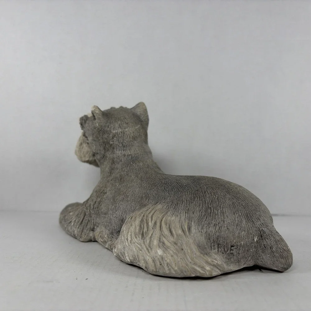 Vintage 1981 Sandicast Schnauzer Dog Figurine Sculpture Signed Sandra Brue